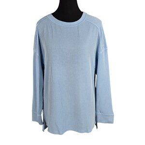 NWT | BTFBM Light Blue Ribbed Long Sleeve Top | Drop Shoulder | Medium